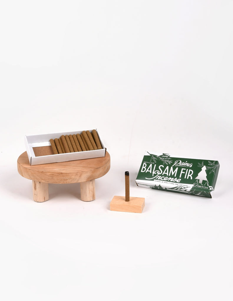 Open Balsam Fir incense box showing brown incense sticks