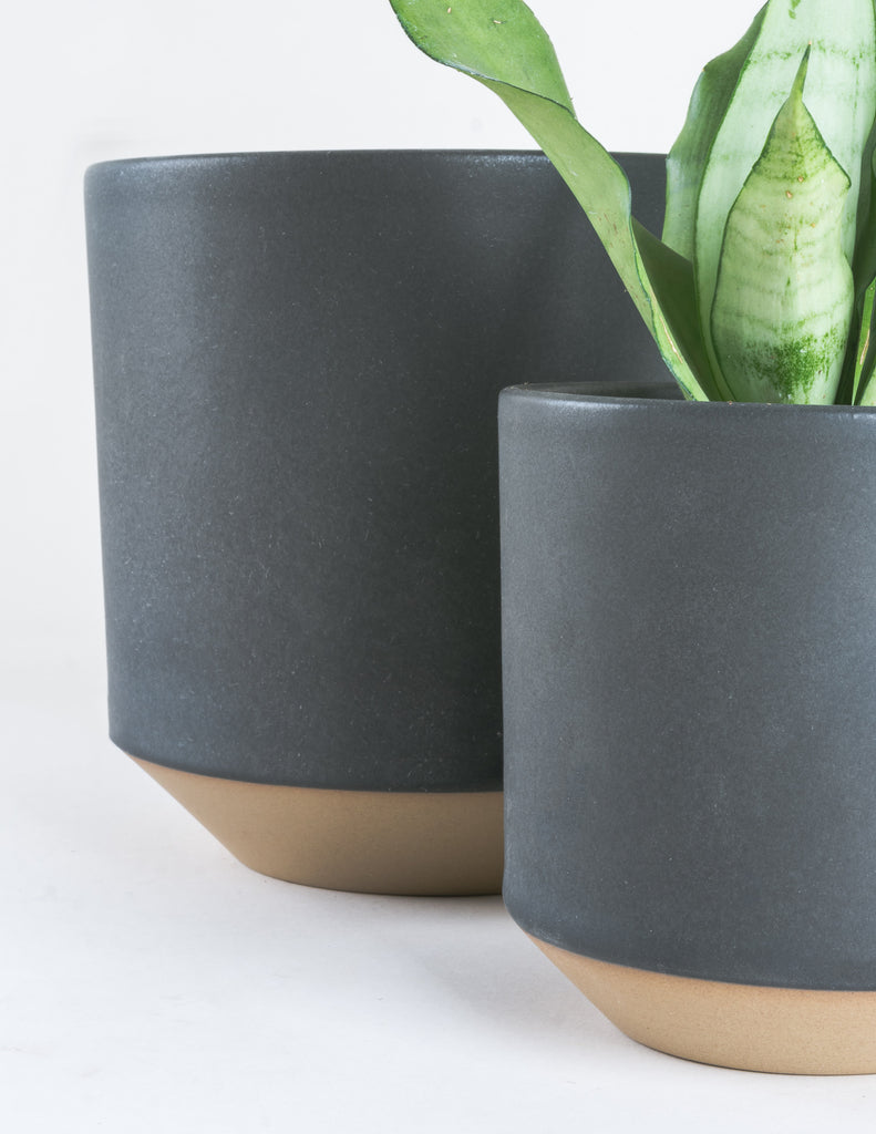 Two Charcoal Coco Planters side by side